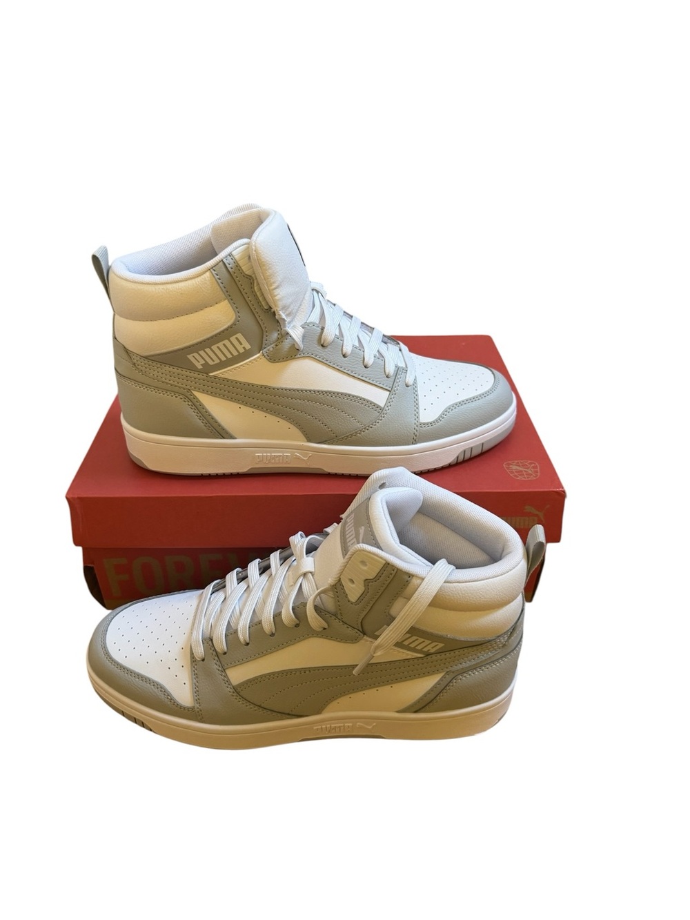 Puma Men’s High-Top Sneaker in White and Light Gray - Picture 5 of 6